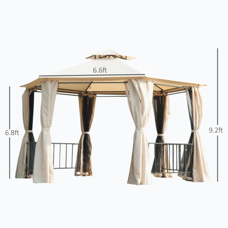 13 pi. L 13 pi. D Pavillon de jardin en acier, Beige