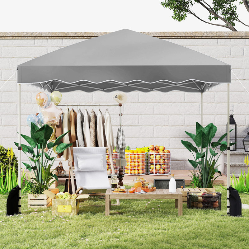 10 X 10 FT Pop up Canopy Tent Portable Foldable Patio Shelter w/ Wheeled Bag, Gray