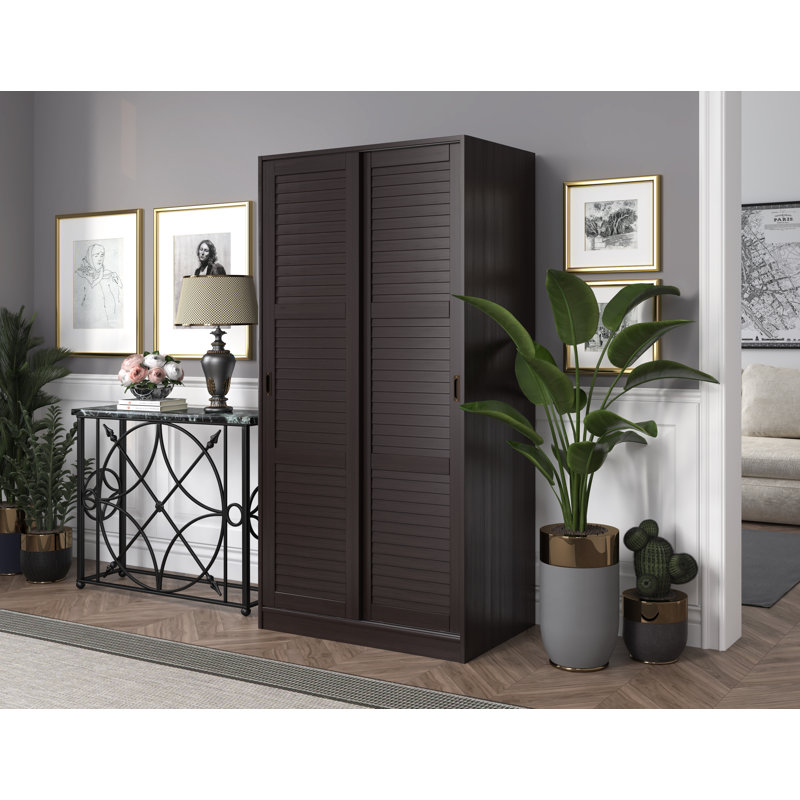 Garde-robe 2 portes coulissantes Pridemore, Café