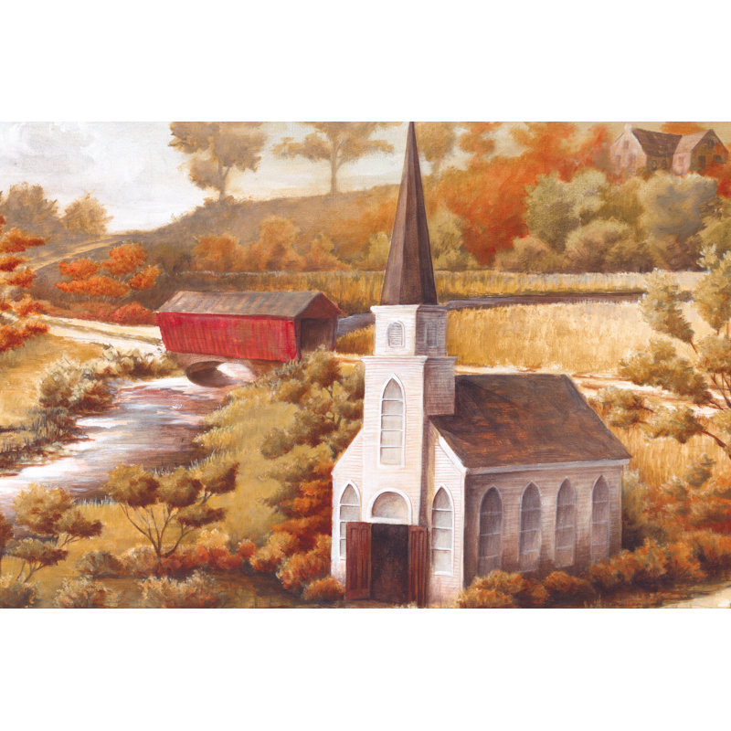 Hillside Church - Wrapped Canvas Painting, 30cm H x 46cm W x 3.8cm D