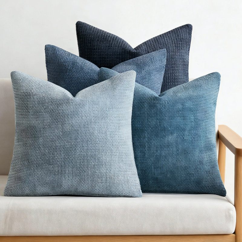 Pack of 4 Couch Throw Pillow Covers 18x18 Inch, Blue
