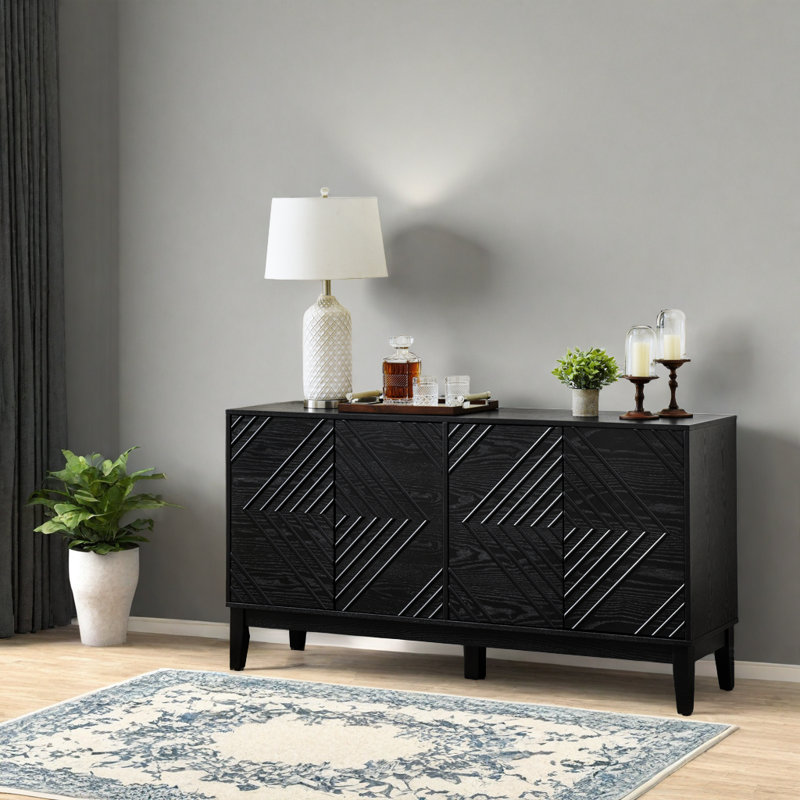 Buffet 60,5 "avec rangement, Noir