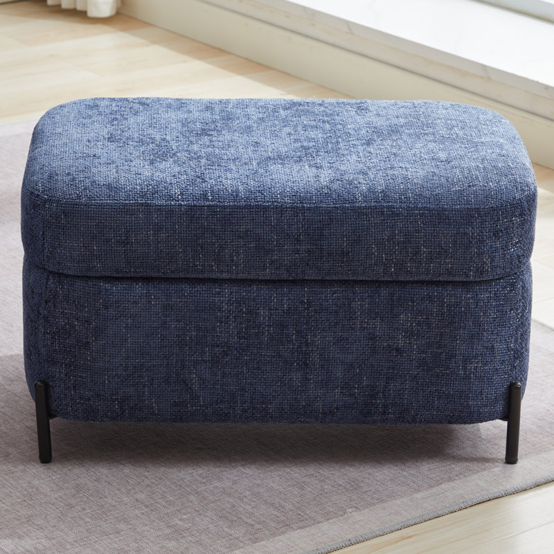 Bampton Upholstered Storage Ottoman, Navy Chenille