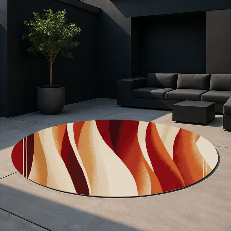 Tapis intérieur et extérieur Ochre Whispers, Rond 5 pi