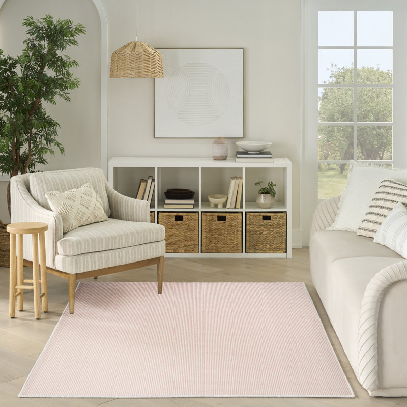 Tapis d'intérieur ivoire à texture naturelle 3 pi 11 po x 5 pi 11 po Nourison, Ivoire / rose