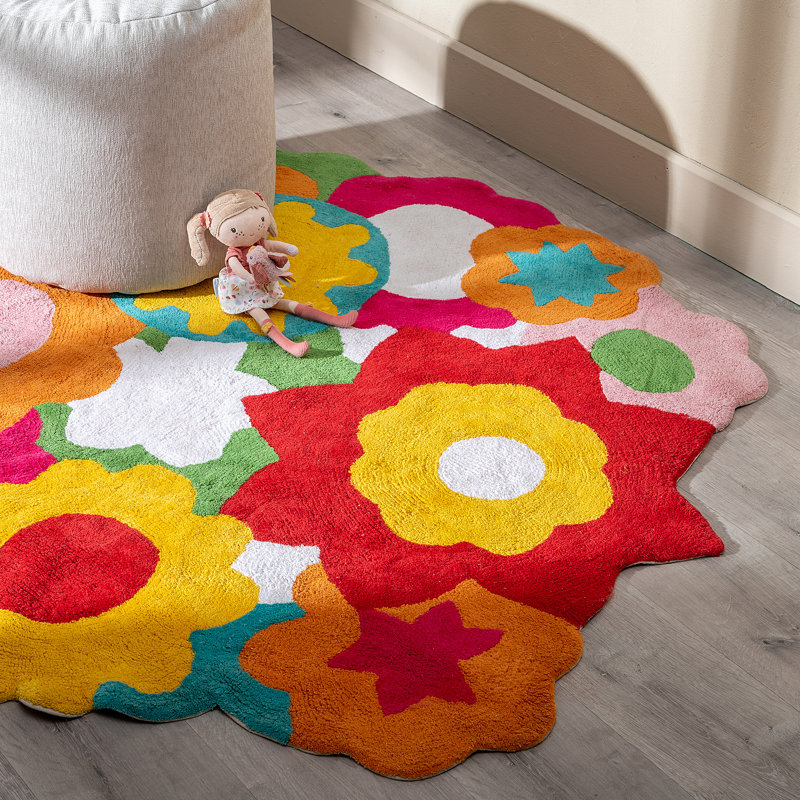 Lolas Floral Cotton 150cm X 150cm Area Rug