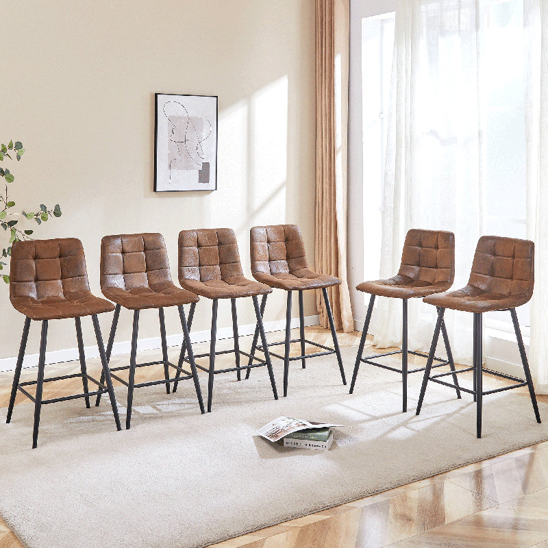 Ensemble de chaises de bar modernes, Brun, 6