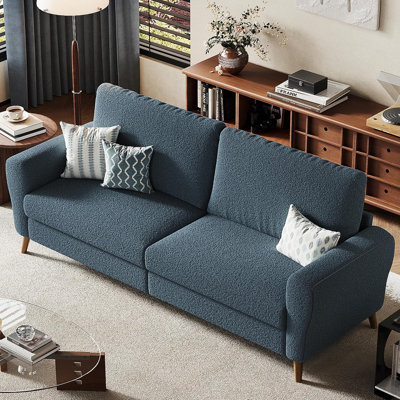 84" Sofa, 3 Seater Couch for Living Room, Modern Loveseat, Boucle Sofa with Deep Seats and Wide Armrests