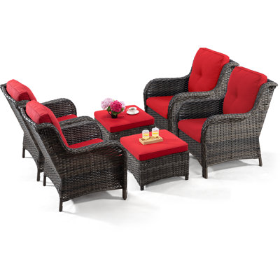 Ensemble de 6 sièges en osier pour patio extérieur