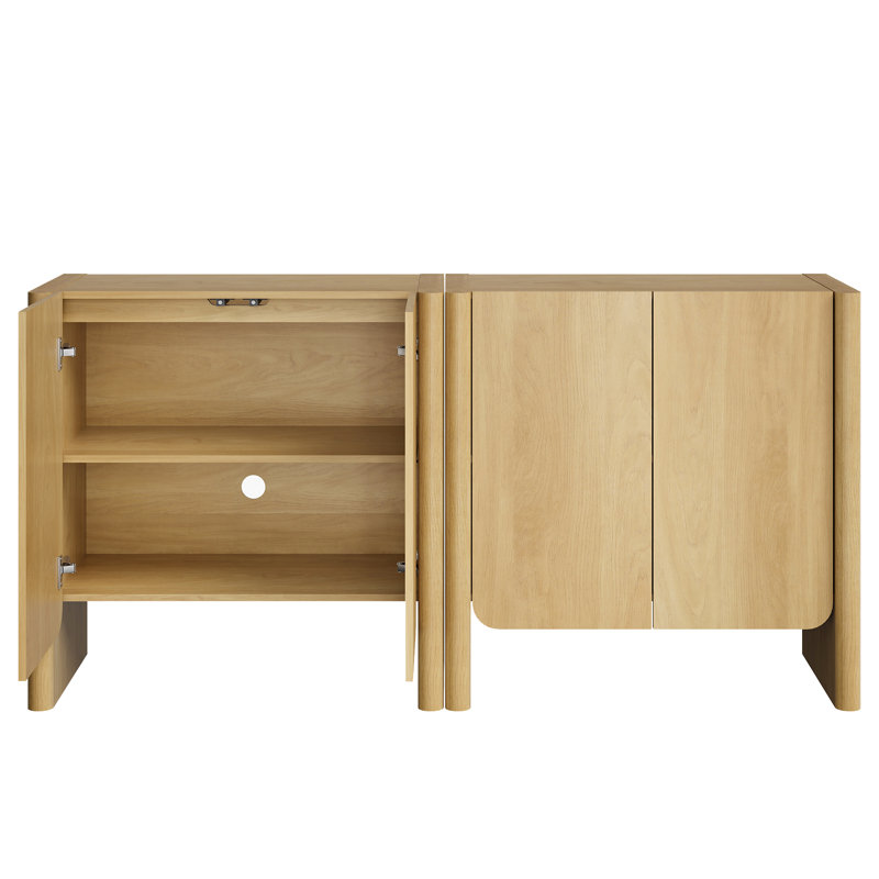 Buffet en bois 2 en 1 Glorian Modern French, 31.3" H x 63" W x 15.6"D, Oak