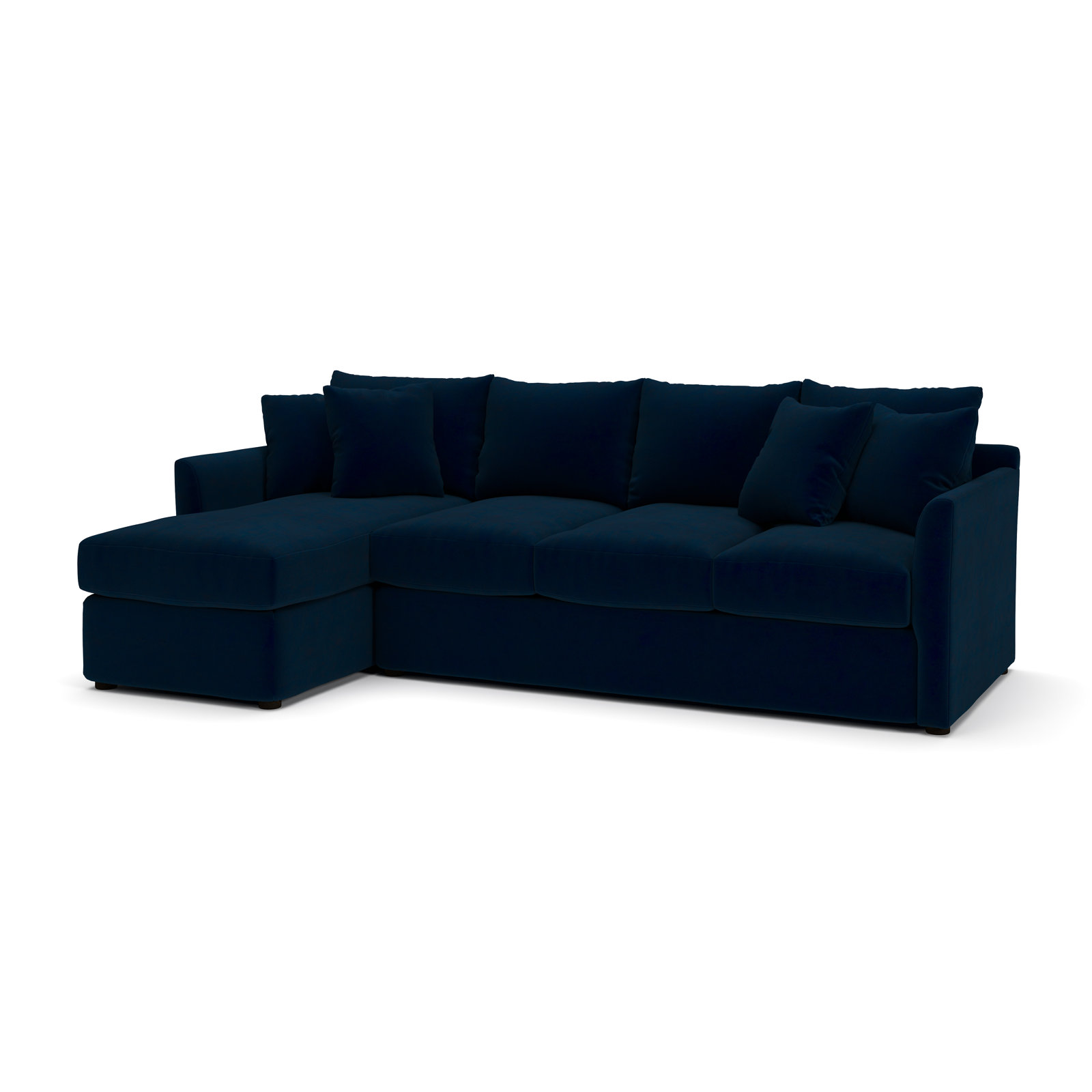 Cecelia Upholstered Chaise Sectional, Left Hand Facing, Bella Ink Blue Performance Velvet