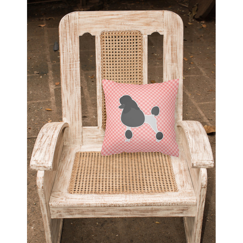 Poodle Solid Colour Outdoor Throw Pillow, 18" H x 18" W x 3" D, Pink
