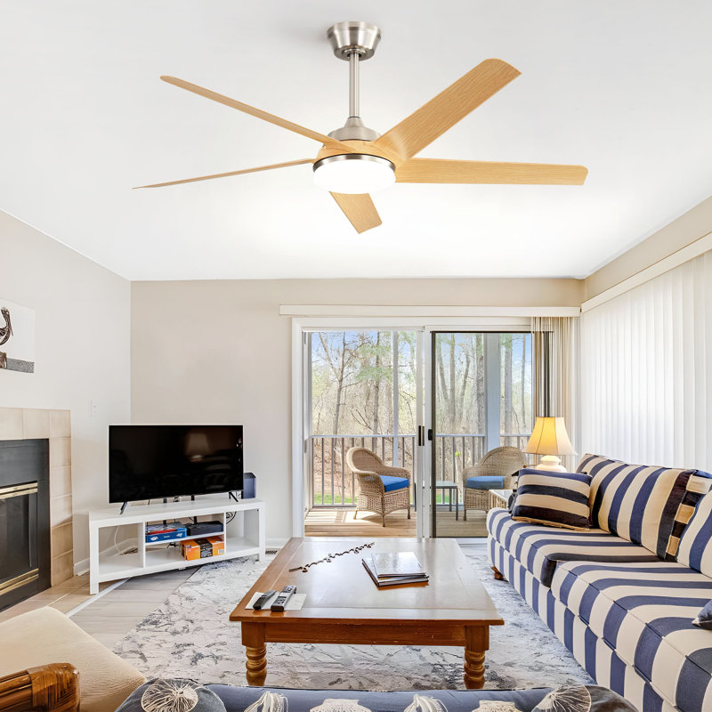 52 Inch Modern Ceiling Fan with Dimmable LED Light and Remote Control 5 ABS Blades 3 Colour Tempearture