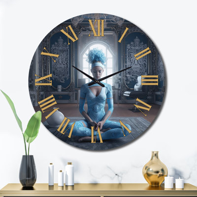 Horloge murale en métal Blue Yogini