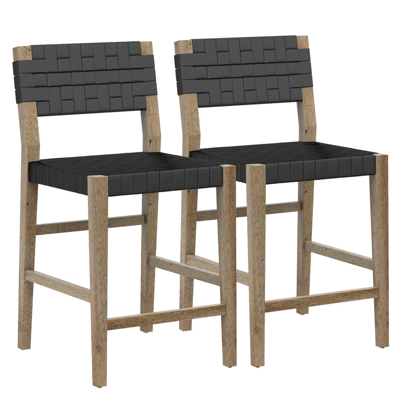 Roni Upholstered Faux Leather Counter Stool, Black