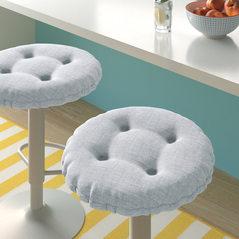 Non-Slip Solid Barstool Seat Cushion, 14-Inches Round, Gray
