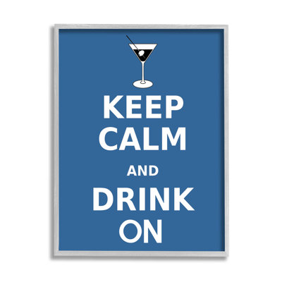 «Keep Calm & Drink On Martini», art de la giclée encadrée par Marcus Jules