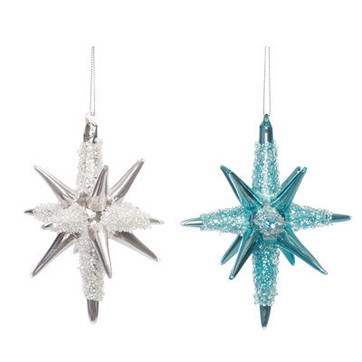  Ensemble de 2 décorations de Noël en verre Starburst