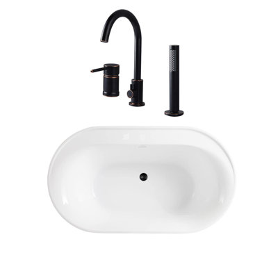 Baignoire de trempage autoportante en acrylique 66 po. X 33 po. Avec robinet
