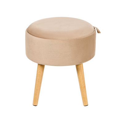 Bolinas 39cm Wide Velvet Round Solid Colour Footstool Ottoman with Storage