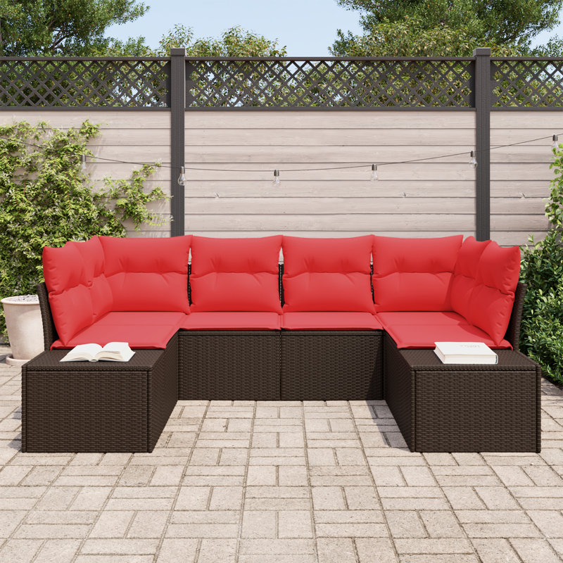 Ensemble de canapé de jardin avec coussin 6 pièces vidaXL, Brun