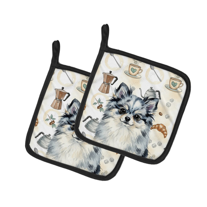 Paire de porte-cafetières Blue Merle Pomeranian