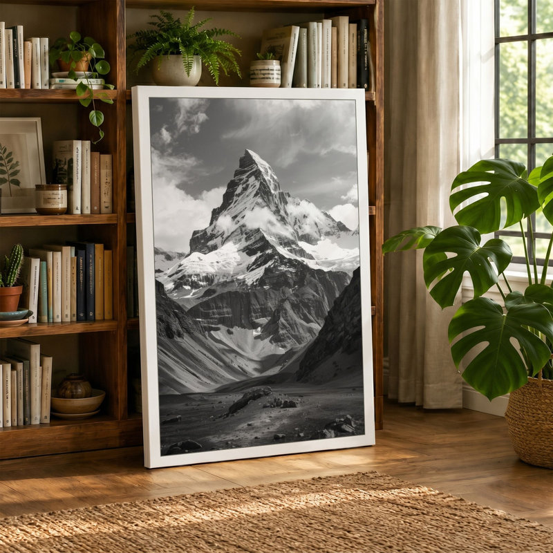 Alpine Peak Minimalist - Wrapped Canvas, 18x12 - 45.7 x 30.5 cm, Black Border