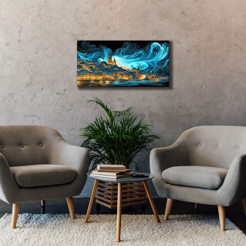  'Waves Of Light Over Stockholm' by Ann Klee Canvas Wall Art, 40" x 20", 20" H x 40" W