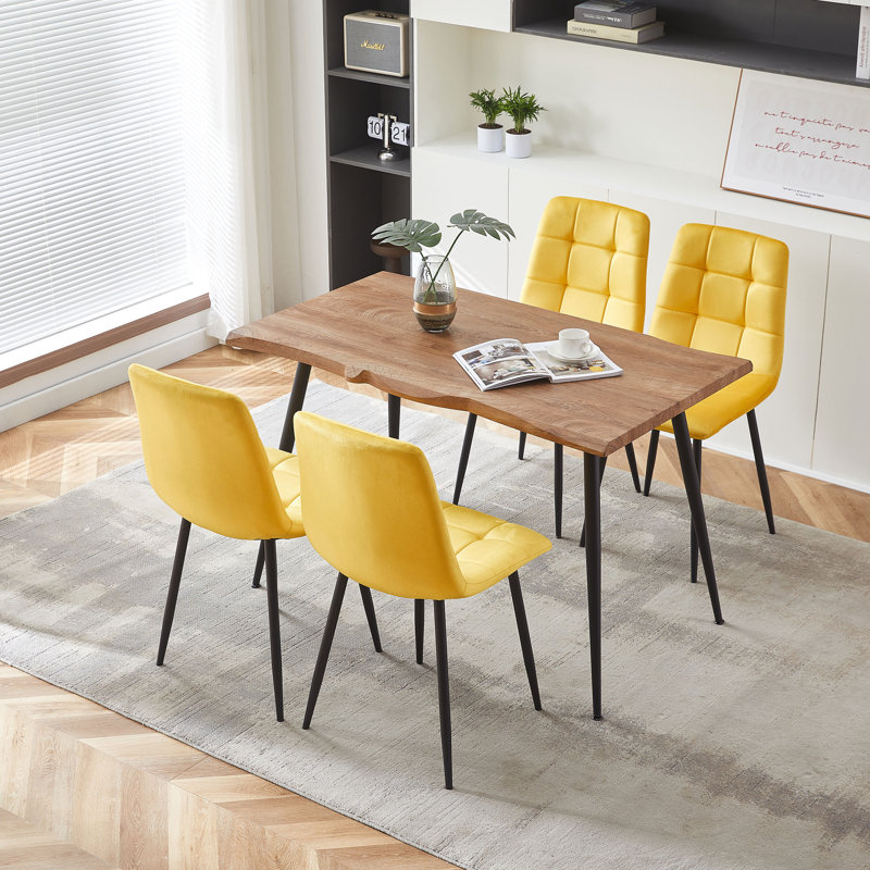 Lawanda Dining Table Set With 4 Chairs, Yellow