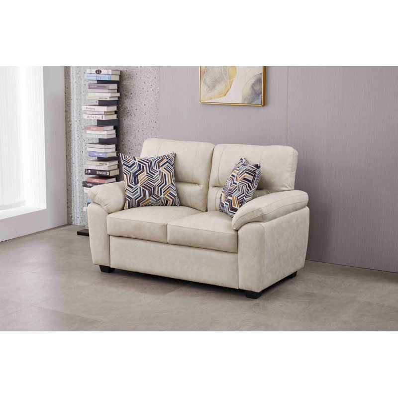 Causeuse en similicuir de 58,7 po de largeur, Beige