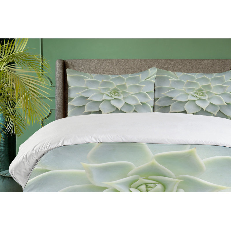 Twin Sage Green Cactus Print Duvet Cover Set