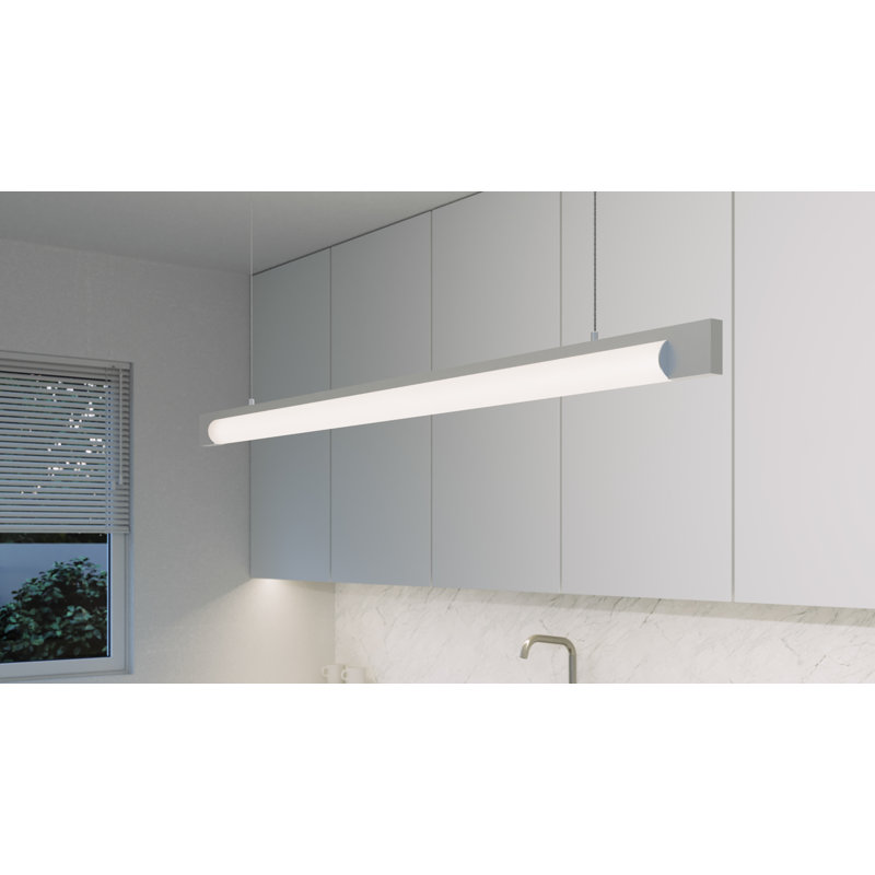 Luminaire suspendu linéaire unique à 1 lumière Keel ™, Aluminium satiné brillant, 3000 K