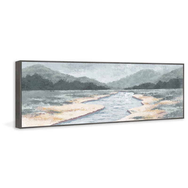 Fresh Stream by Marmont Hill - Floater Frame Panoramic Painting on Canvas, 25cm H x 76cm W x 3.81cm D