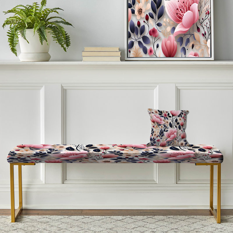 Banc rembourré floral rose à motif floral I - motif floral rose I