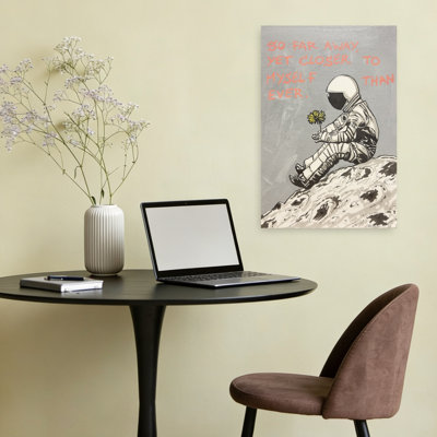 Astronaute, lune, pissenlit, abstrait, contemporain, fleur de pissenlit, art mural