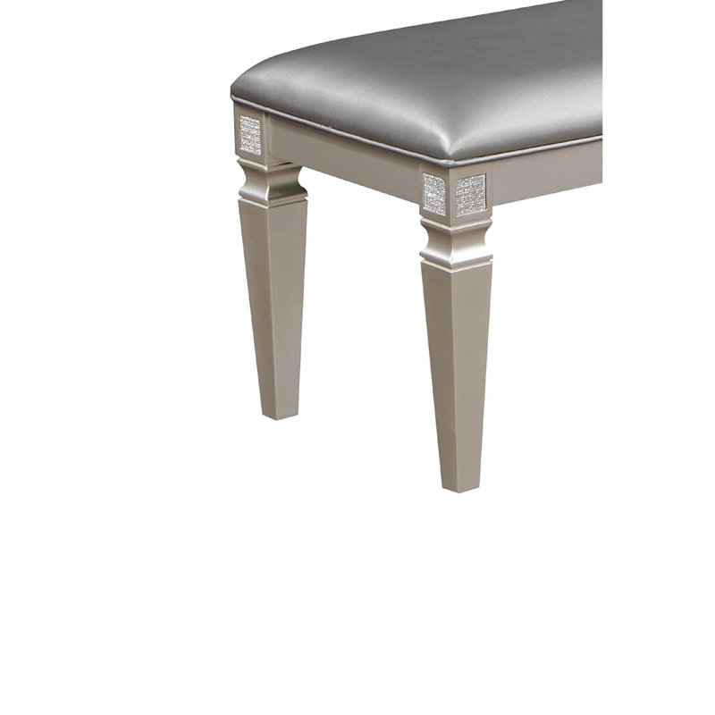 Banc moderne de 60 po de couleur gris argenté - Siège rembourré avec détails étincelants pour le salon