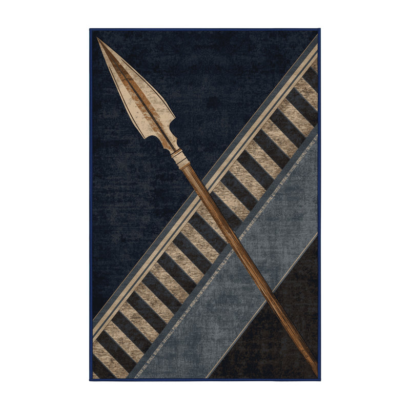 Tapis moelleux doux et moelleux à rayures bleues Spartan Spear de Athanas, 4 x 2
