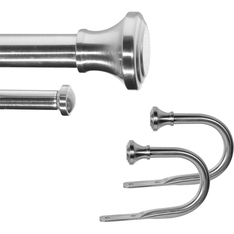 Sand Nickel Adjustable Double Curtain Rod with Trumpet Finials
