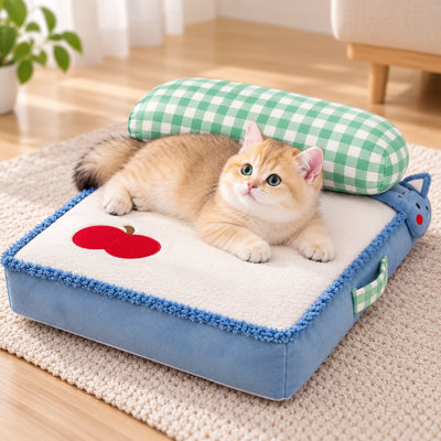 Lit pour animal de compagnie avec oreiller - Repose-pieds doux et moelleux