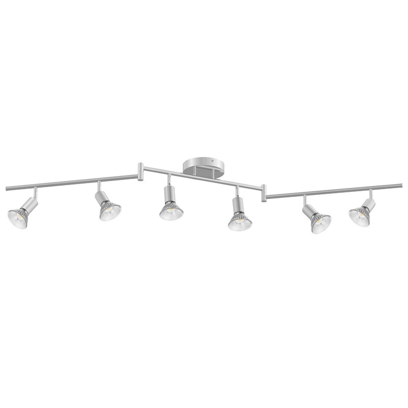 6 Light Track Lighting Kit,Flexibly Track Lights Ceiling with GU10 Base for Kitchen, Chrome