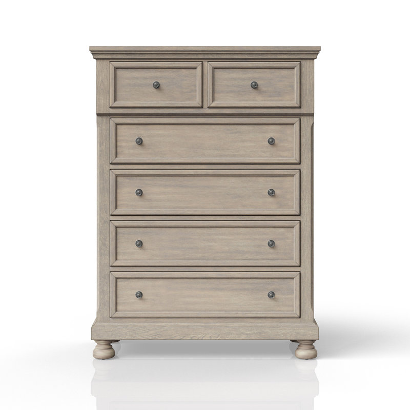 Commode 5 tiroirs gris antique
