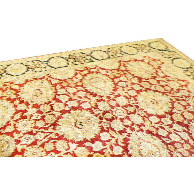 Tapis rouge et noir noué à la main de haute qualité