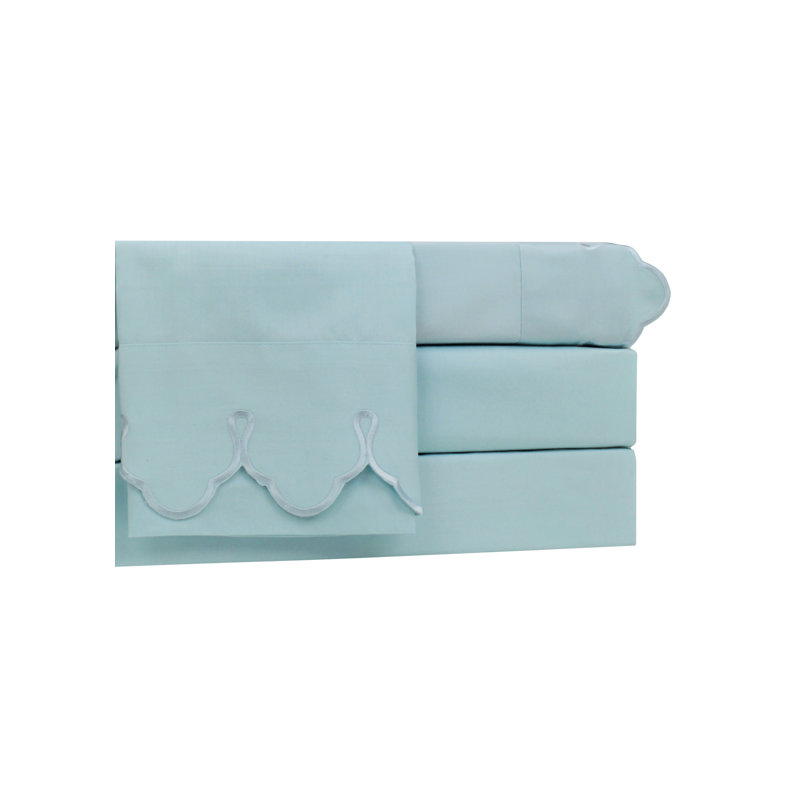 Scalloped 100% Cotton Standard Sheet Set, Full/Double Sheet Set, Cream