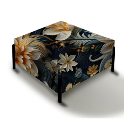 Paisley Floral Escape Pattern - Floral Large Square Ottoman