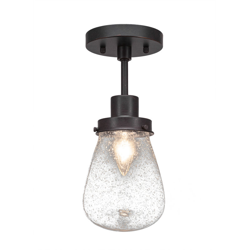 Elwell 1 Light Semi-Flush Shown With 5"Glass, Clear, Dark Granite
