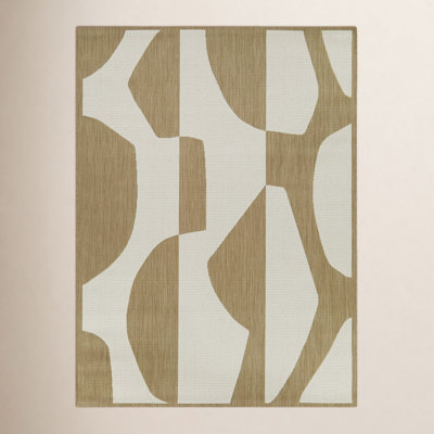 Emmie Tan Cream Flatweave Abstract Rug