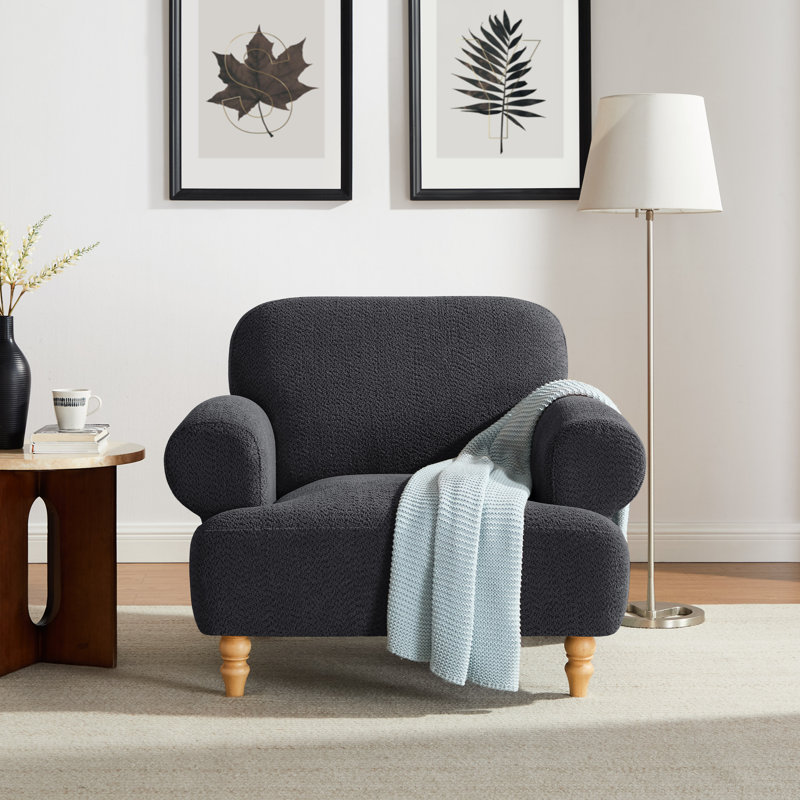 Fauteuil d'appoint 41,75 po, Bouclé gris foncé