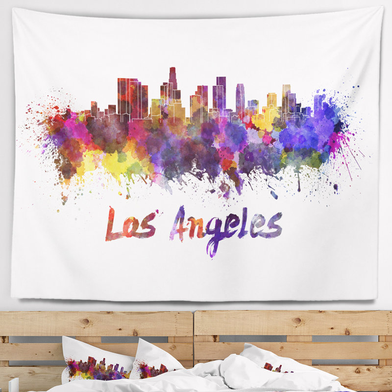 Los angeles skyline tapisserie Cityscape, H 32 po x l 39 po