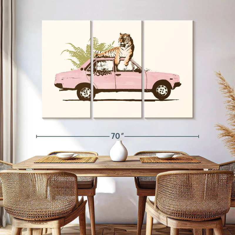 Mehar Tiger On Car, 28" H x 45" W