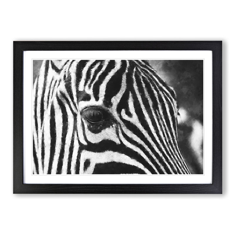 Zebra Vol.1 - Picture Frame Painting, 36cm H x 48cm W x 2cm D, Black